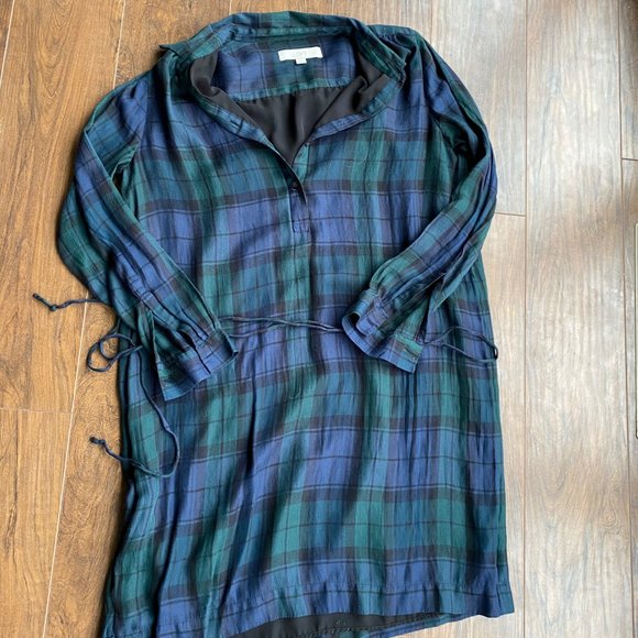 Loft | Blue & Green Plaid Shirt Dress - Picture 2 of 2